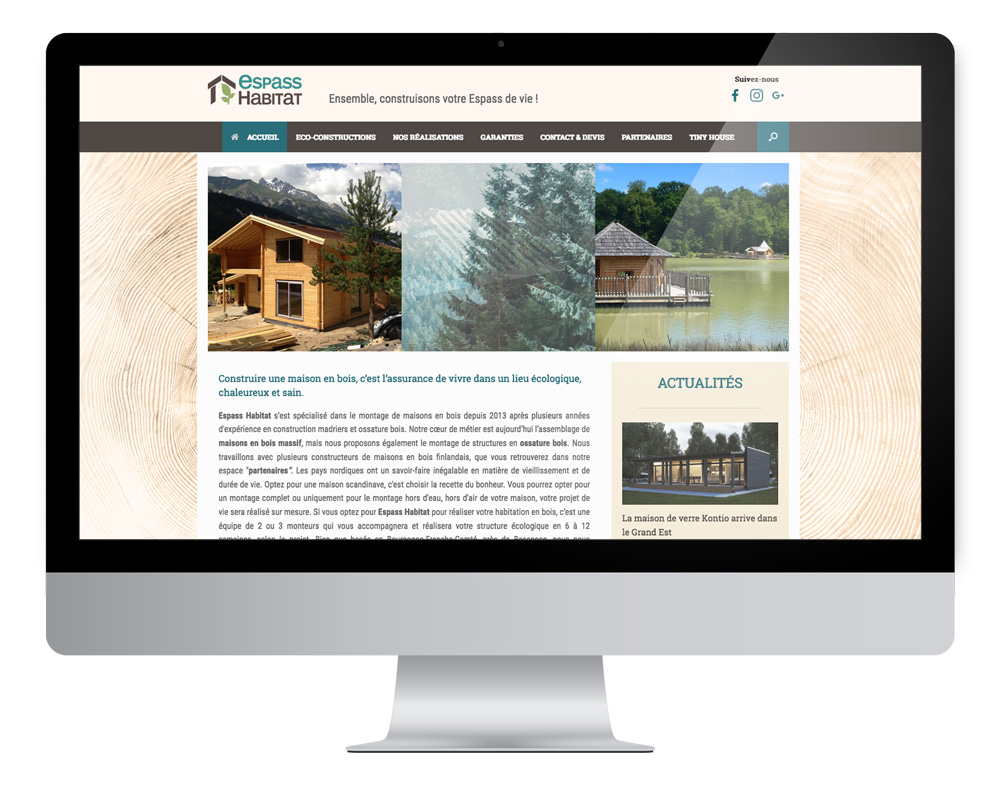 Création site internet espass-habitat-bois, constructeur de maisons bois en Bourgogne-Franche-Comté