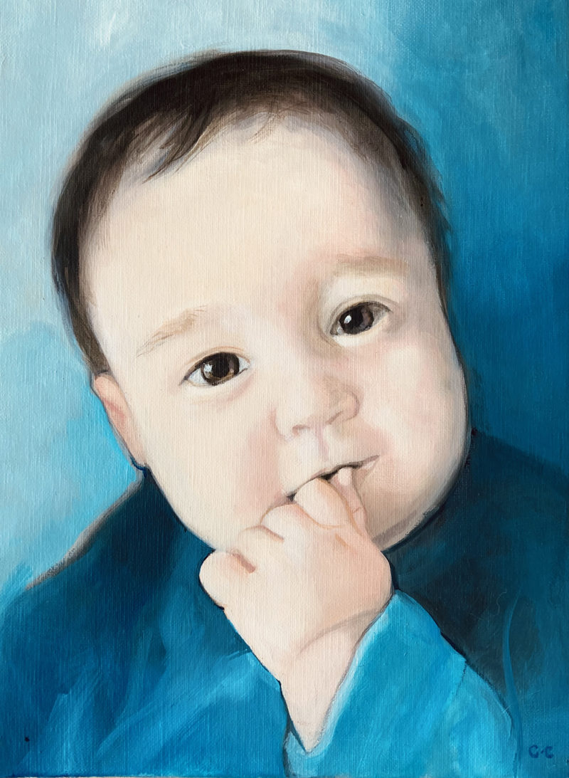 Artiste peintre Portrait enfant peinture